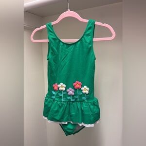 Mini Boden Green Floral Kids Swim One Piece